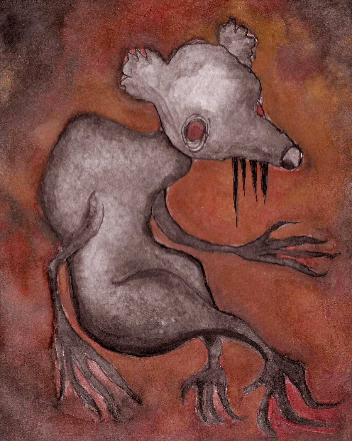 SLIME RAT - 5X8 - WATERCOLOR ON WATERCOLOR PAPER