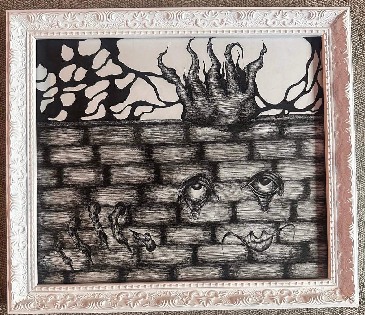 TRAPPED - 13.5 X 11.5 - PEN AND INK ON BRISTOL PAPER