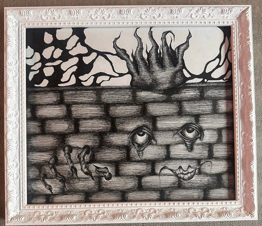 TRAPPED - 13.5 X 11.5 - PEN AND INK ON BRISTOL PAPER