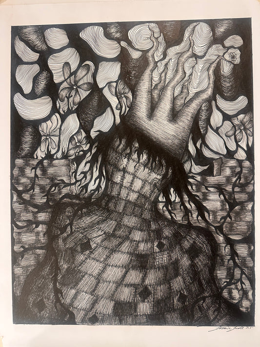 KING PATCHES - 14x17 - PEN AND INK ON BRISTOL PAPER - ORIGINAL JAZMIN JUDE ART PIECE - NIGHTHAUS