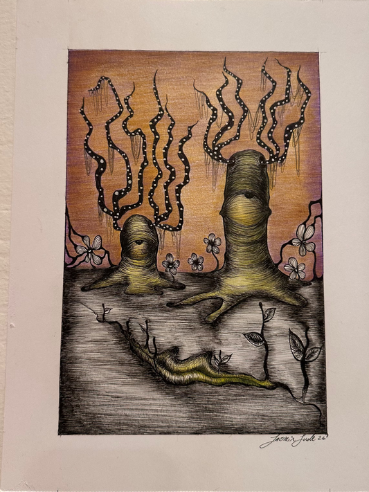 FORIEGN LANDS - 9X12 - PEN AND INK ON BRISTOL PAPER