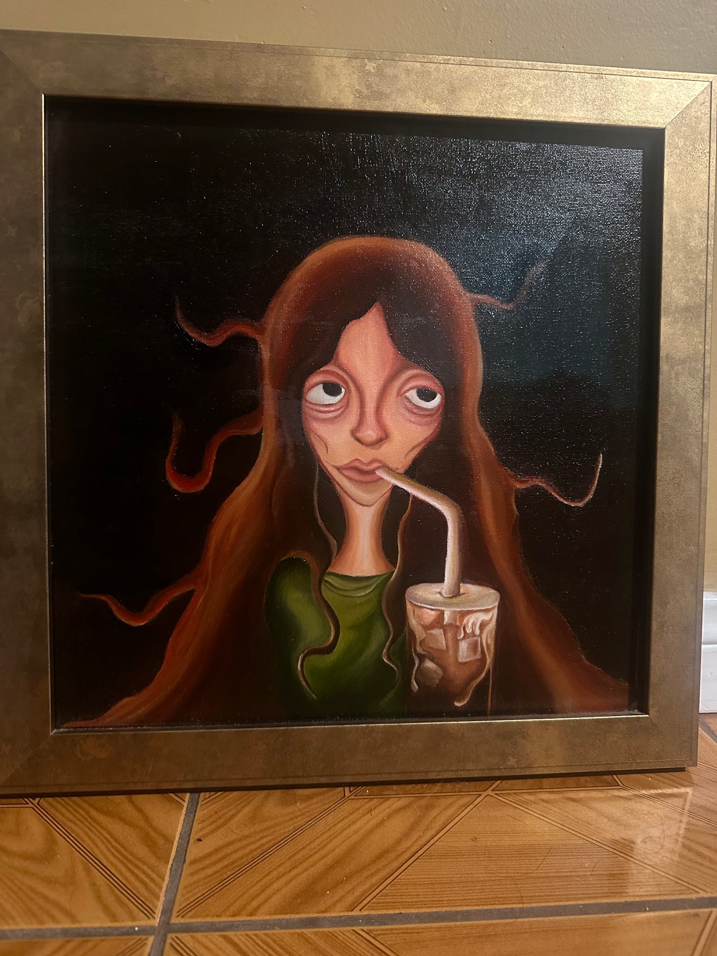 I LOVE ICED COFFEE - 16X16 - OIL ON CANVAS